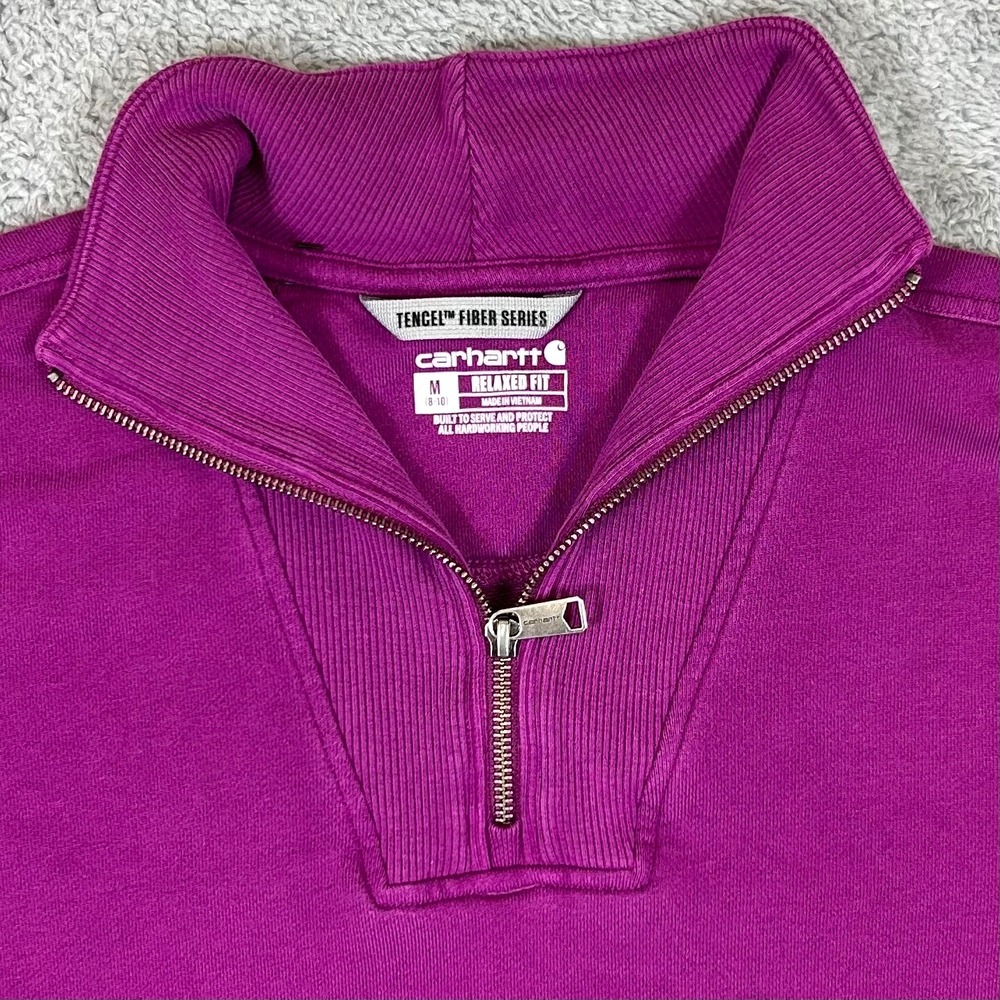 Carhartt Womens Tencel Fiber Series Quarter Zip Sweatshirt Magenta TS6451-W M